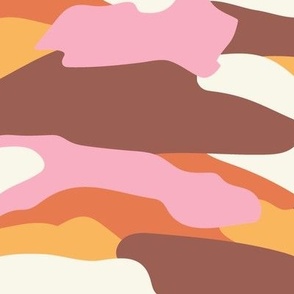 Modern Abstract Camouflage in Retro 1970s Colour Palette Large Scale
