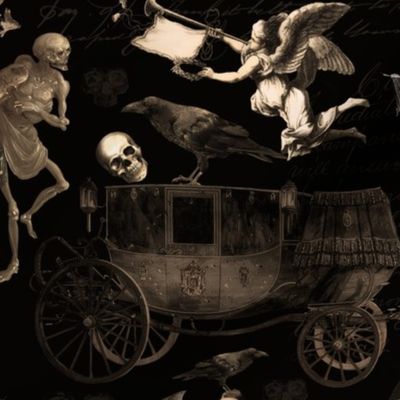  Victorian Nightmare, Edwardian bewitched woman, halloween aesthetic goth wallpaper skeletons, skulls, night black