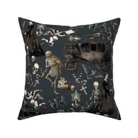  Victorian  Girly Gothic Nightmare, Edwardian bewitched woman, halloween aesthetic skeletons halloween aesthetic dramatic goth wallpaper, skulls, dark grey