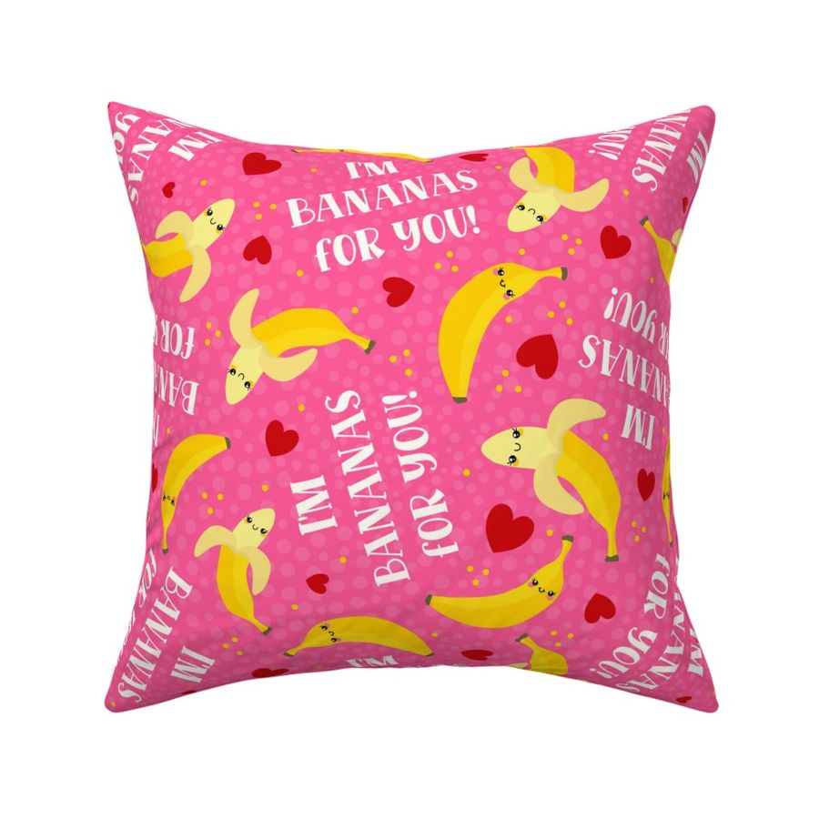 Large Scale I'm Bananas For You Kawaii Face Funny Fruits on Pink