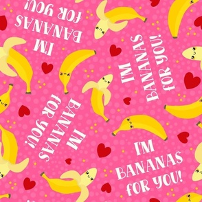 Large Scale I'm Bananas For You Kawaii Face Funny Fruits on Pink
