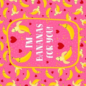 Large 27x18 Fat Quarter Panel I'm Bananas For You Kawaii Face Funny Fruits for Wall Hanging or Tea Towel