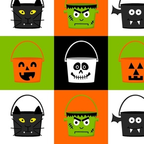 Halloween Candy Pails in Bold check  - Large Format