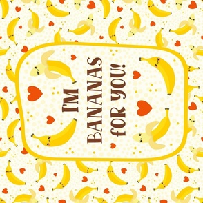 Large 27x18 Fat Quarter Panel I'm Bananas For You Kawaii Face Funny Fruits for Wall Hanging or Tea Towel 
