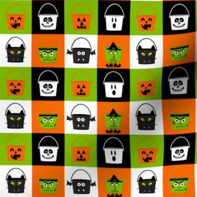 Halloween Candy Pails in a bold check pattern - small format