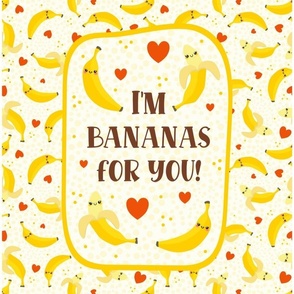 14x18 Panel I'm Bananas For You Kawaii Face Funny Fruits on Pink for DIY Garden Flag Lovey or Small Wall Hanging 