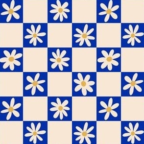 Daisy Checkerboard Cobalt Blue - SMALL