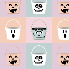 Pastel Halloween checks of Candy Pail characters - Large Format