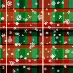 Winterly X-Mas tartan pattern with snowflakes (green|red)