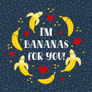  18x18 Panel I'm Bananas For You Kawaii Face Funny Fruits for DIY Lovey Throw Pillow or Cushion Cover