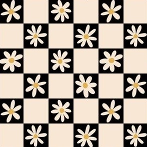 Daisy Checkerboard - Black & White - SMALL