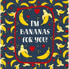 14x18 Panel I'm Bananas For You Kawaii Face Funny Fruits on Pink for DIY Garden Flag Lovey or Small Wall Hanging