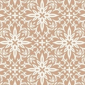 Boho Lace Tile - Warm Latte and Off White