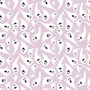 Halloween Ghosts on lilac pastel background