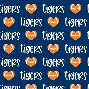 tigers - heart football - orange on blue - LAD22