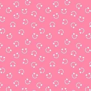 Smiley googly eyes love faces - Nineties retro vibe groovy valentine smileys and hearts winter design bubblegum pink SMALL