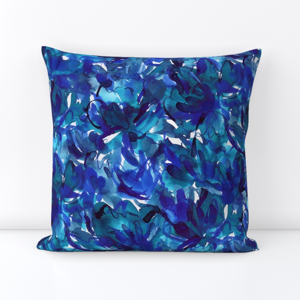 Blue Watercolor abstract Floral