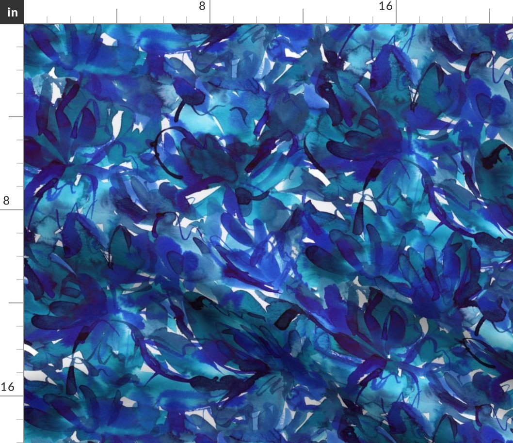 Blue Watercolor abstract Floral