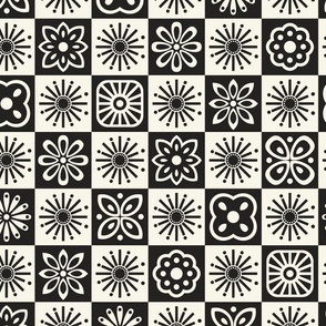 vintage kitchen tiles - checkered - black and white
