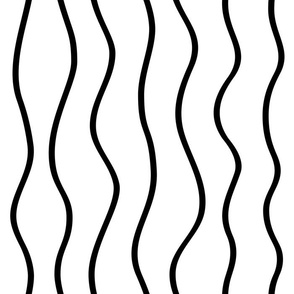 Modern Minimalist Hand-Drawn Waves // Vertical Wavy Lines // White and Black