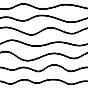 Modern Minimalist Hand-Drawn Waves // Horizontal Wavy Lines // White and Black
