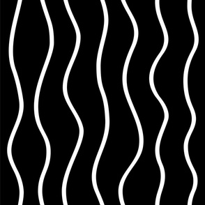 Modern Minimalist Hand-Drawn Waves // Vertical Wavy Lines // Black and White