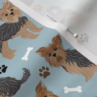 Yorkie Yorkshire Terrier Paws and Bones Blue