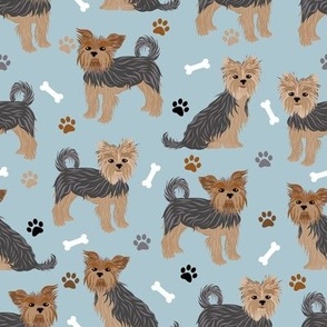 Yorkie Yorkshire Terrier Paws and Bones Blue