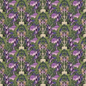 Art Nouveau Floral Mosaic in Lilac and Pale Yellow