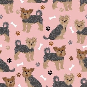 Yorkie Yorkshire Terrier Paws and Bones Pink