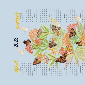 2023-Monarch-calendar-teatowel/wallhanging orange-red-brown-black-white-light-blue-sfrotate