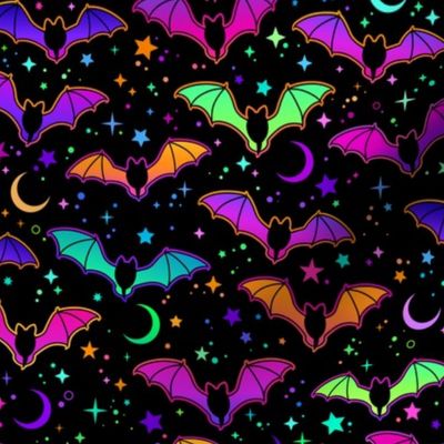 Halloween Bats Moon Stars Cute Trendy Halloween Fabric