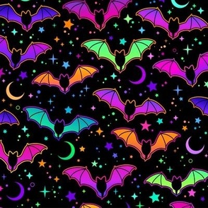 Halloween Bats Moon Stars Cute Trendy Halloween Fabric