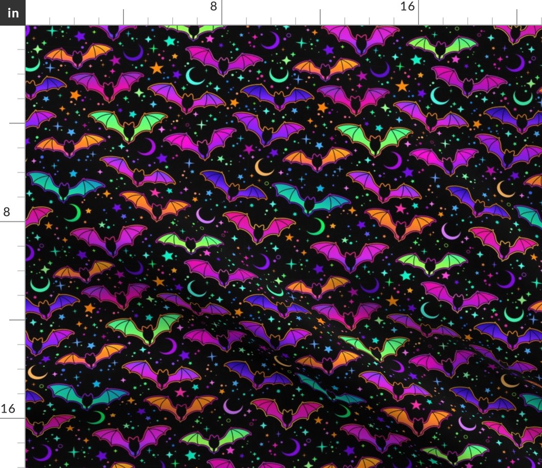 Halloween Bats Moon Stars Cute Trendy Halloween Fabric