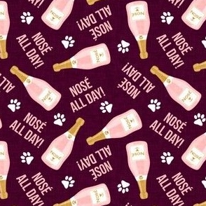 NOSÉ ALL DAY! - doggy wine bottles - DOG ROSÉ- Dogs & Wine - burgundy - LAD22