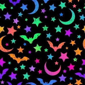 Halloween Bats Moon Stars Cute Trendy