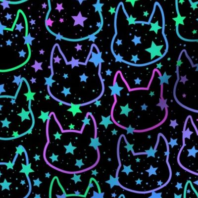 Halloween Cat Moon Stars Cute Trendy Halloween Fabric Cute