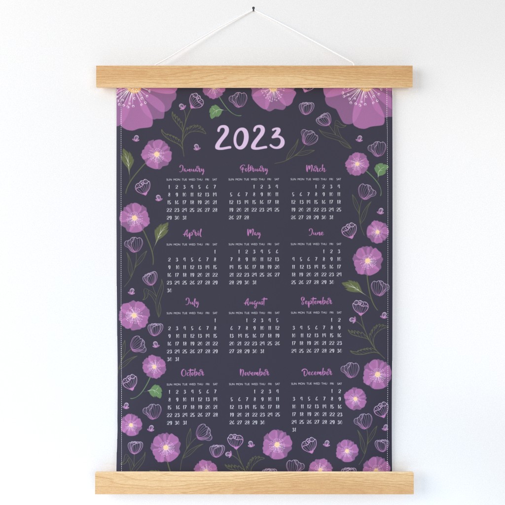 purple anemone calendar wall hanging