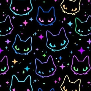 Halloween Cat Moon Stars Cute Trendy Halloween Fabric