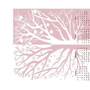 Four Seasons Tree Calendar 2024 English Pink and White