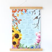 Four Seasons Calendar  English blue 2024