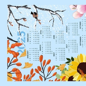 Four Seasons Calendar  English blue 2024