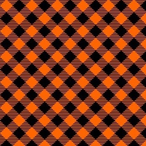 Halloween Orange and Black, Halloween Check Gingham Pattern, Diagonal