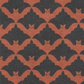 Halloween Bat Pattern Orange and Black Halloween Fabric