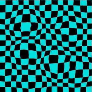 Warped Teal Checker Pattern 