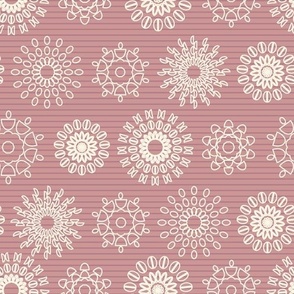 Flower Outlines on Dark Pink Stripes