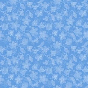 Oconee Bells Outlines on Cornflower Blue
