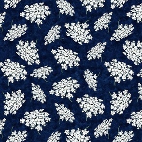 Queen Annes Lace on Midnight Blue Texture