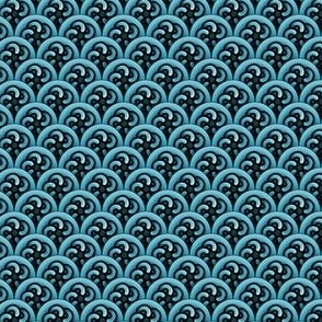 Blue Messy Quilt -Spiral Flower Shells - Bright Teal - 0dabd0