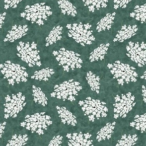 Queen Annes Lace on Pine Green Texture